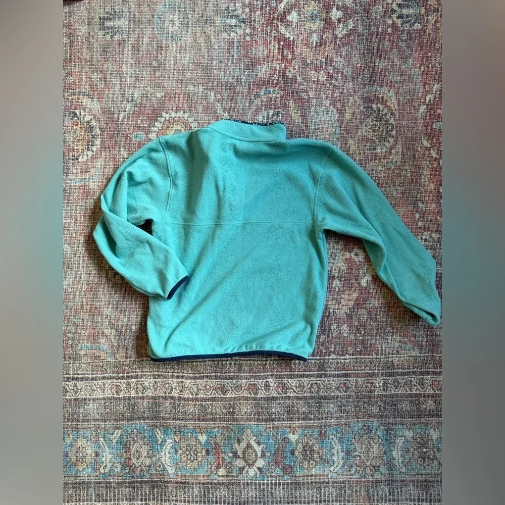 Patagonia kids L14 Teal Fleece Pullover with Navy Trim